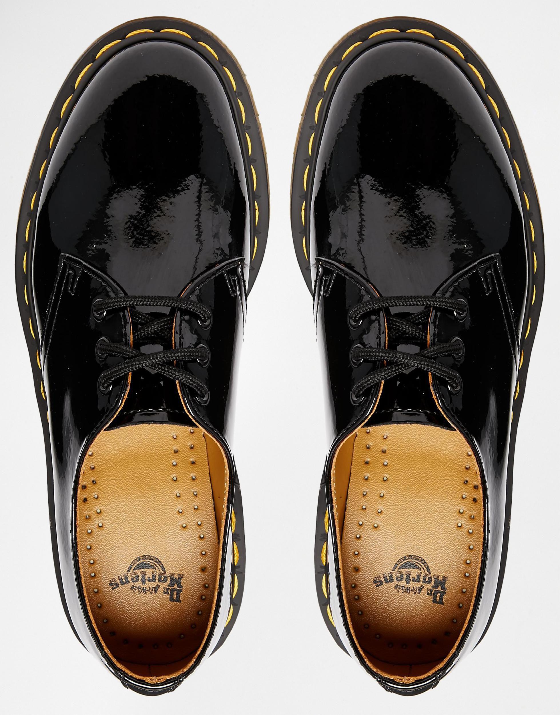 dr martens 1461 classic black patent flat shoes