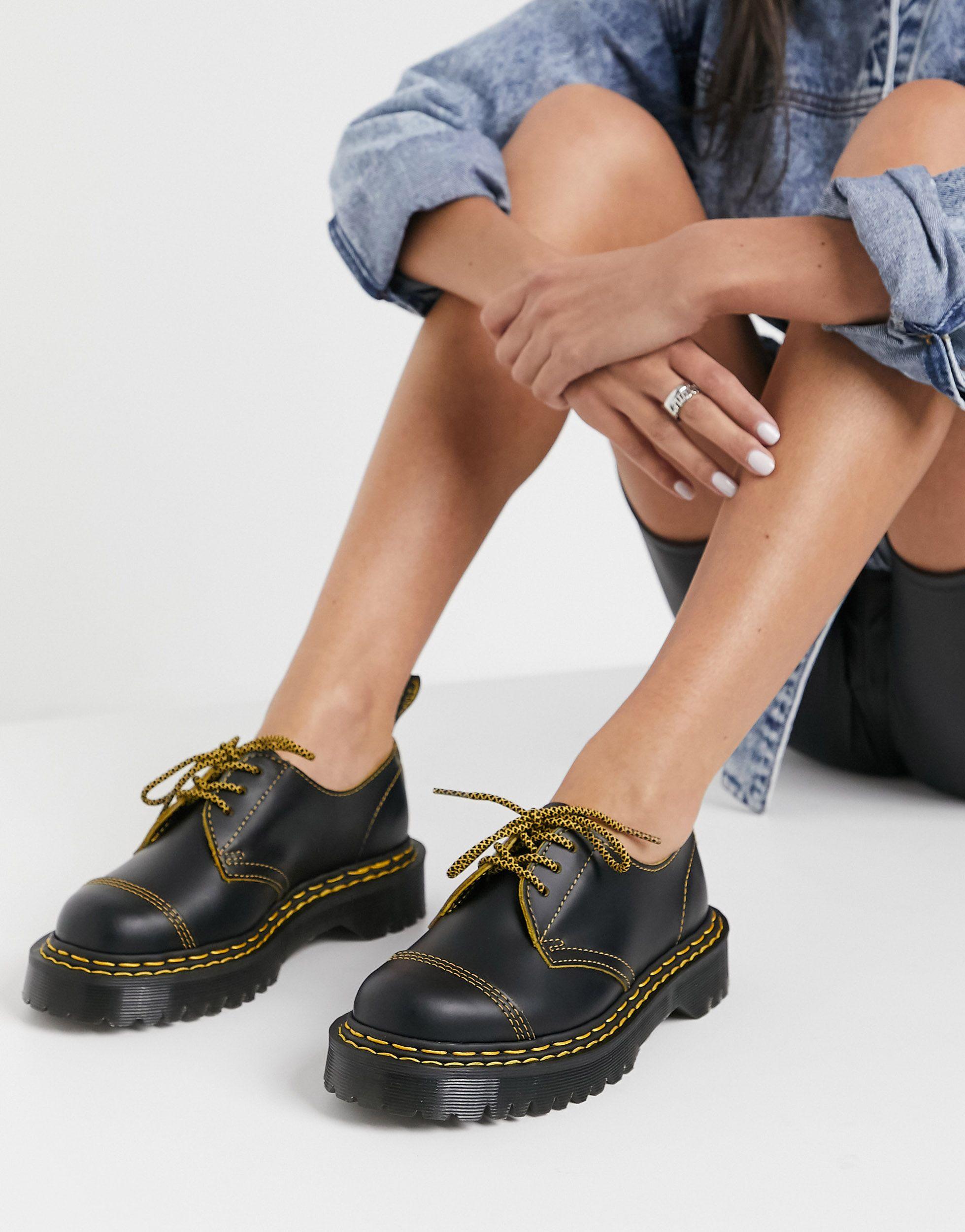 Dr. Martens 1461 Bex Double Stitch Shoes in Black | Lyst