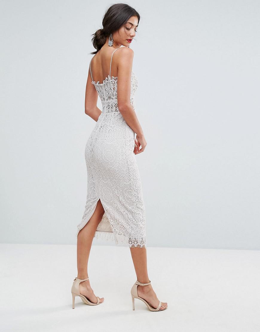 asos lace cami midi pencil dress