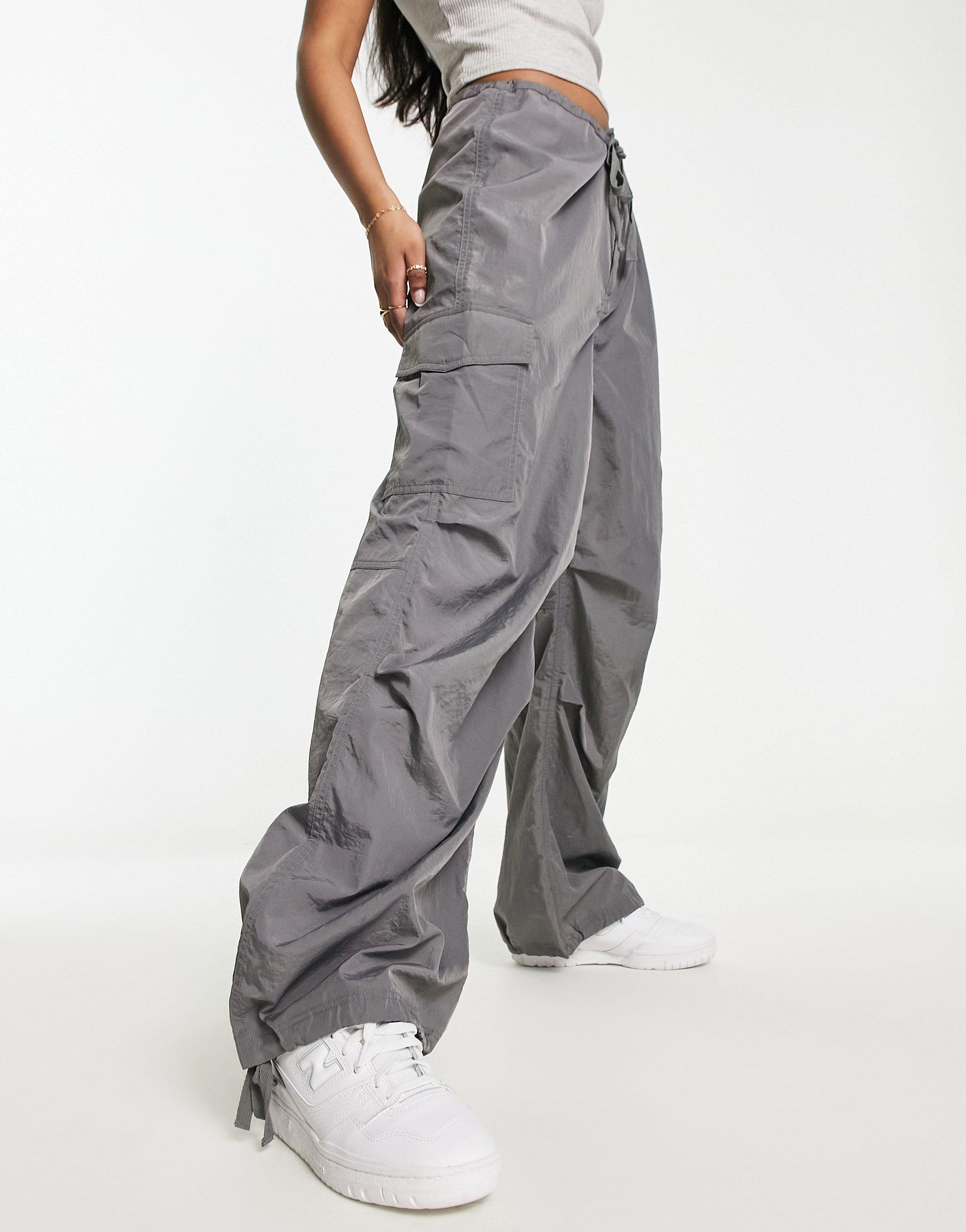 Monki Parachute Trousers in Gray | Lyst