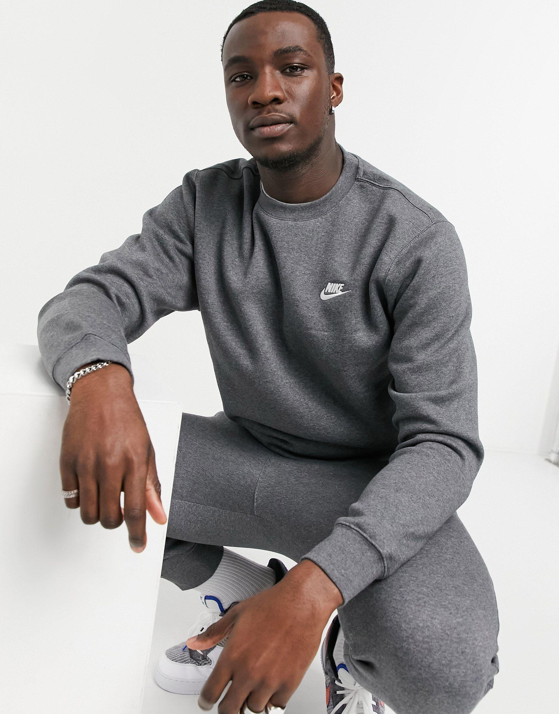 nike swoosh crew neck sweat in grey