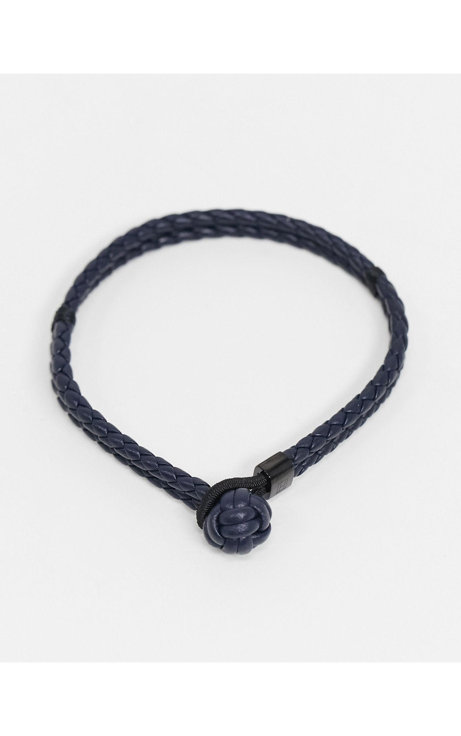 Tommy Hilfiger Knotted Leather Bracelet in Blue for Men | Lyst