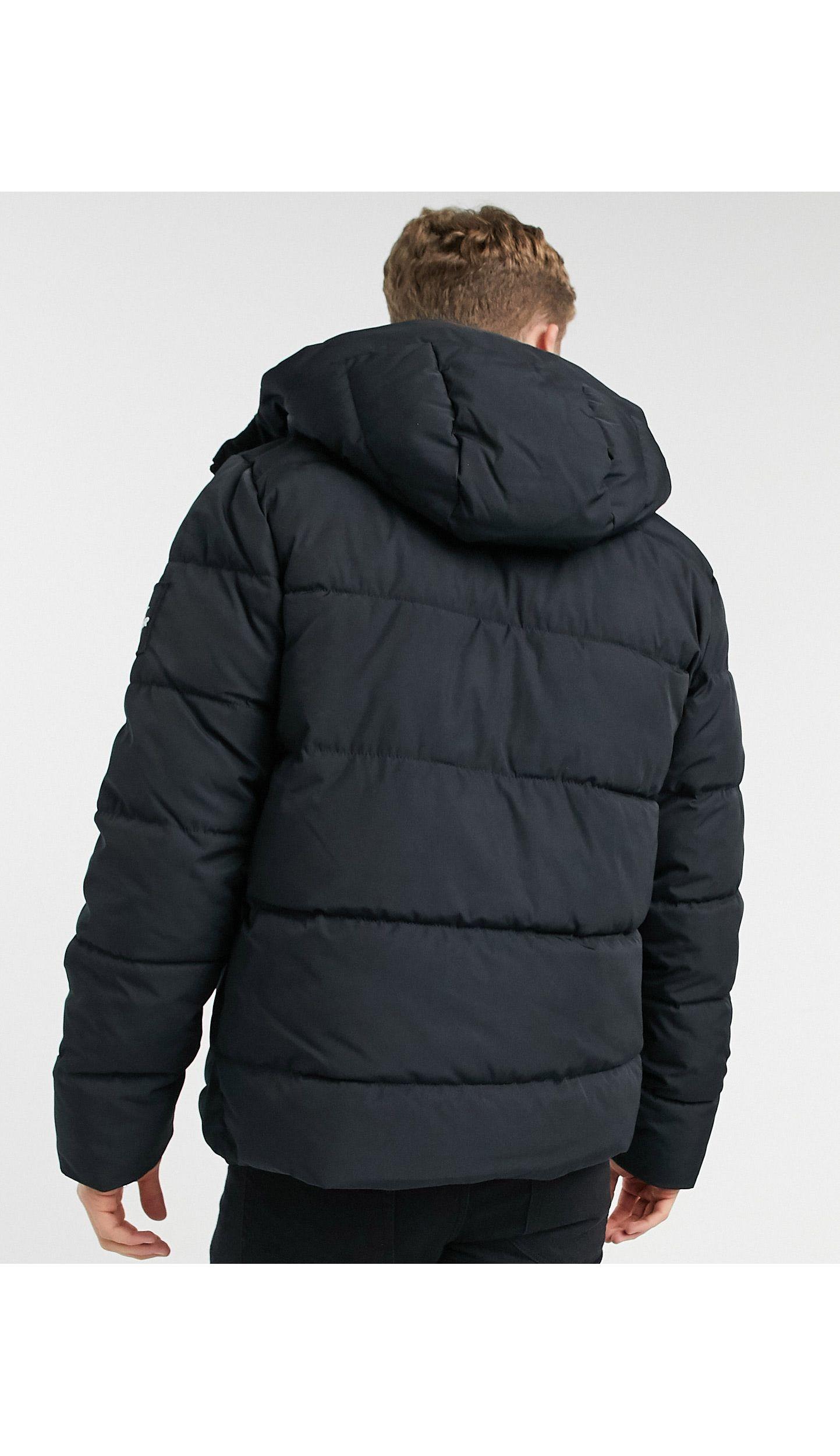 black fur lined puffer jacket