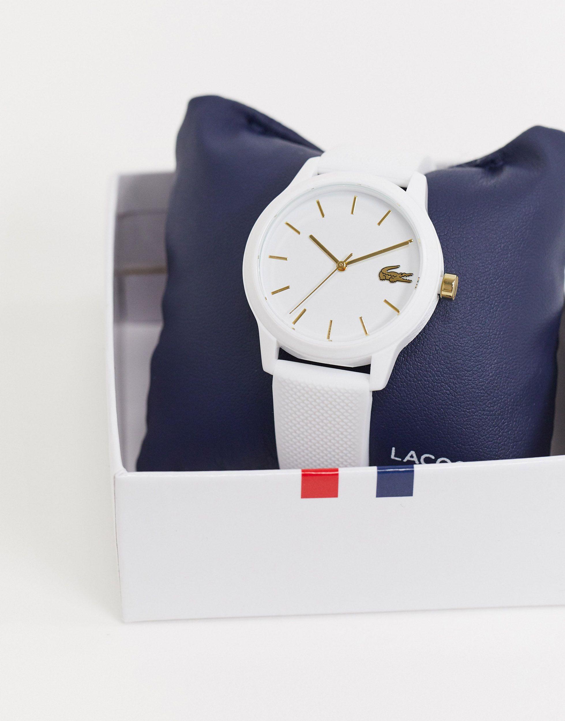 Fugtig brugt Piping Lacoste 12.12 Silicone Watch in White | Lyst