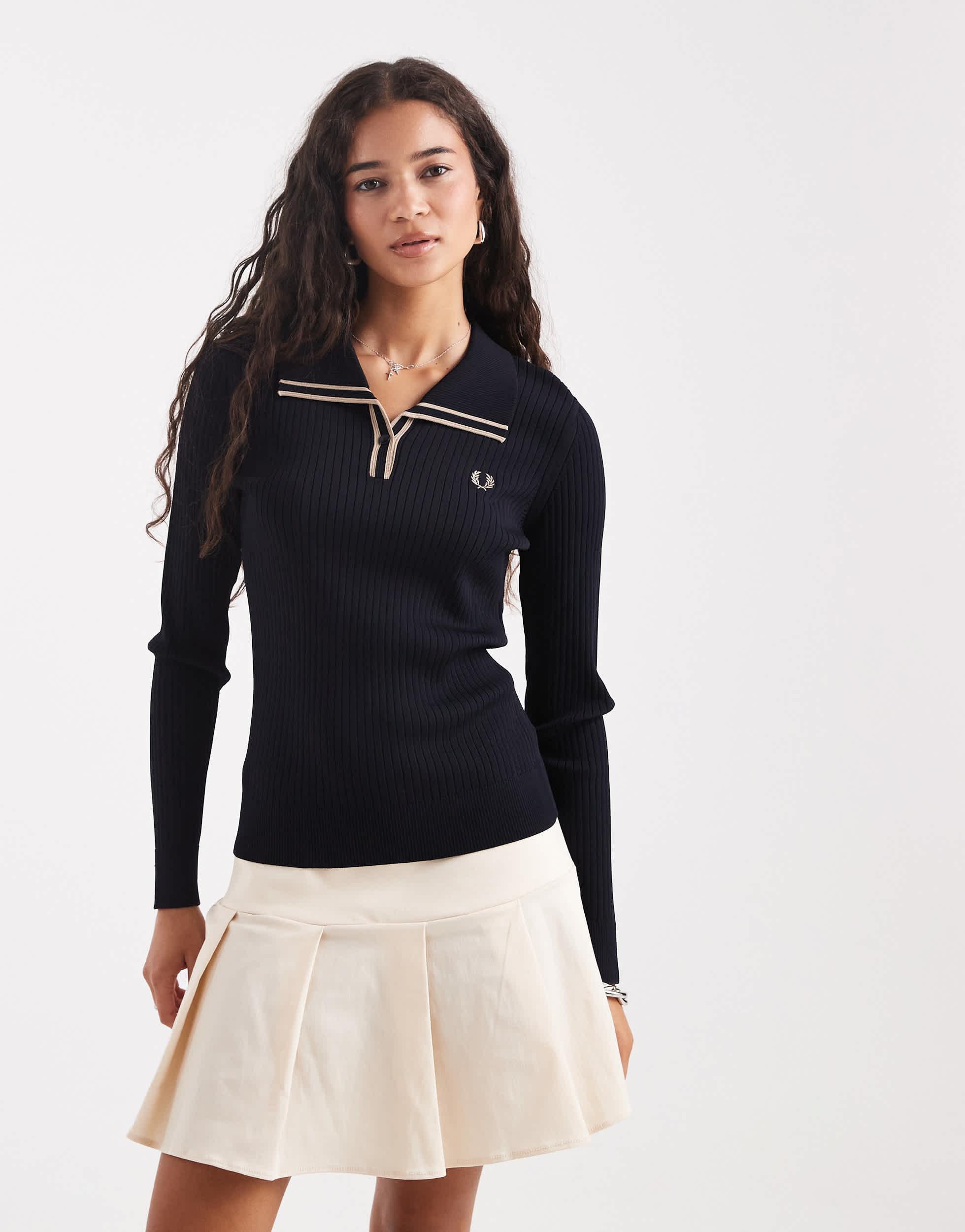 トップス FRED PERRY Ribbed Polo Shirt Fred Perry Ribbed Knitted Polo Shirt in Blue | Lyst Canada