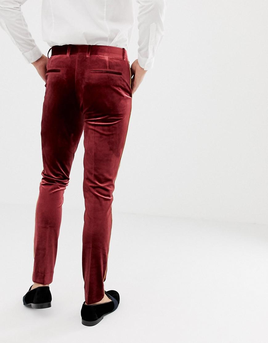 burgundy velvet pants mens
