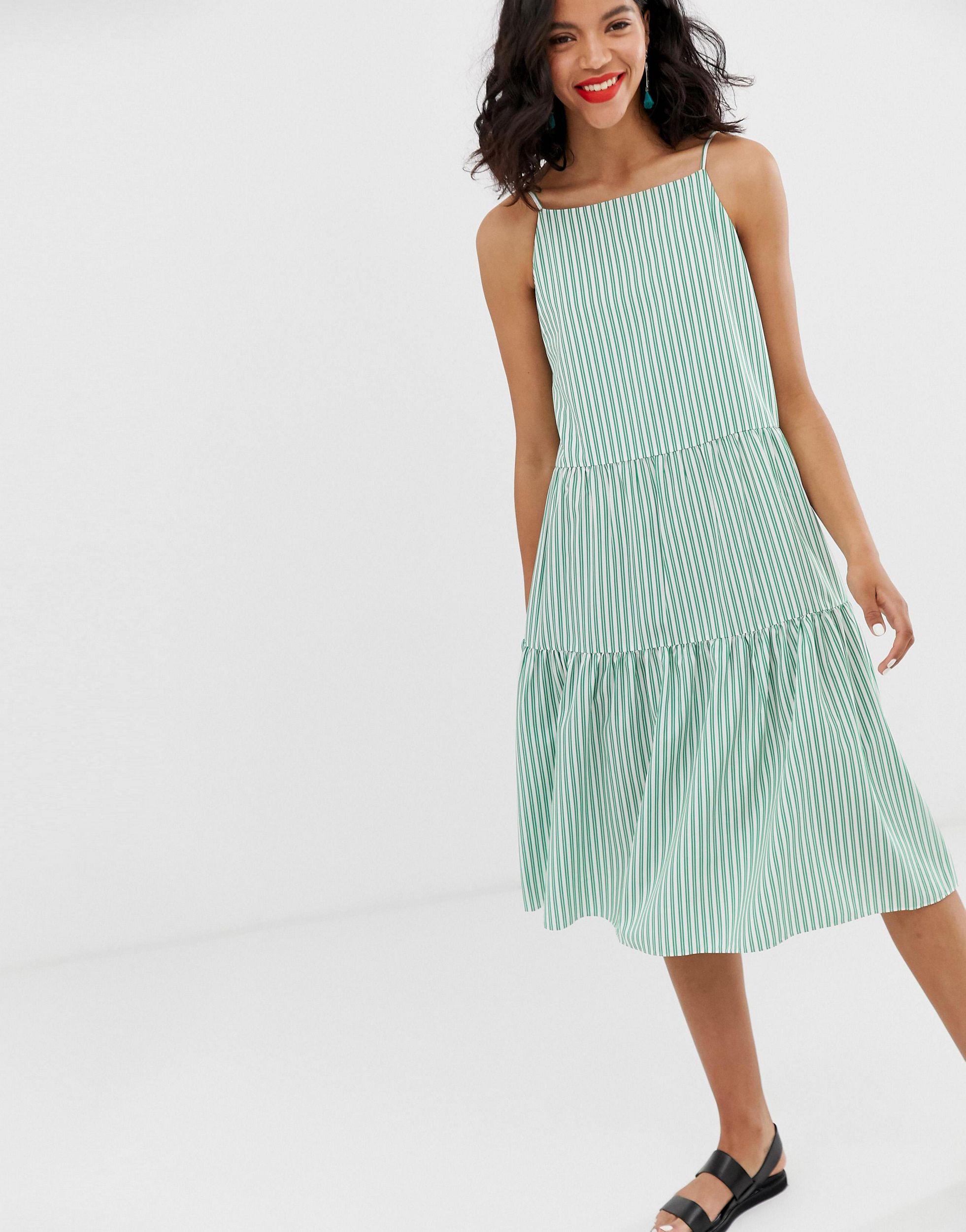 & Other Stories Synthetic Gathered Pleated Midi Dress in Green - Lyst