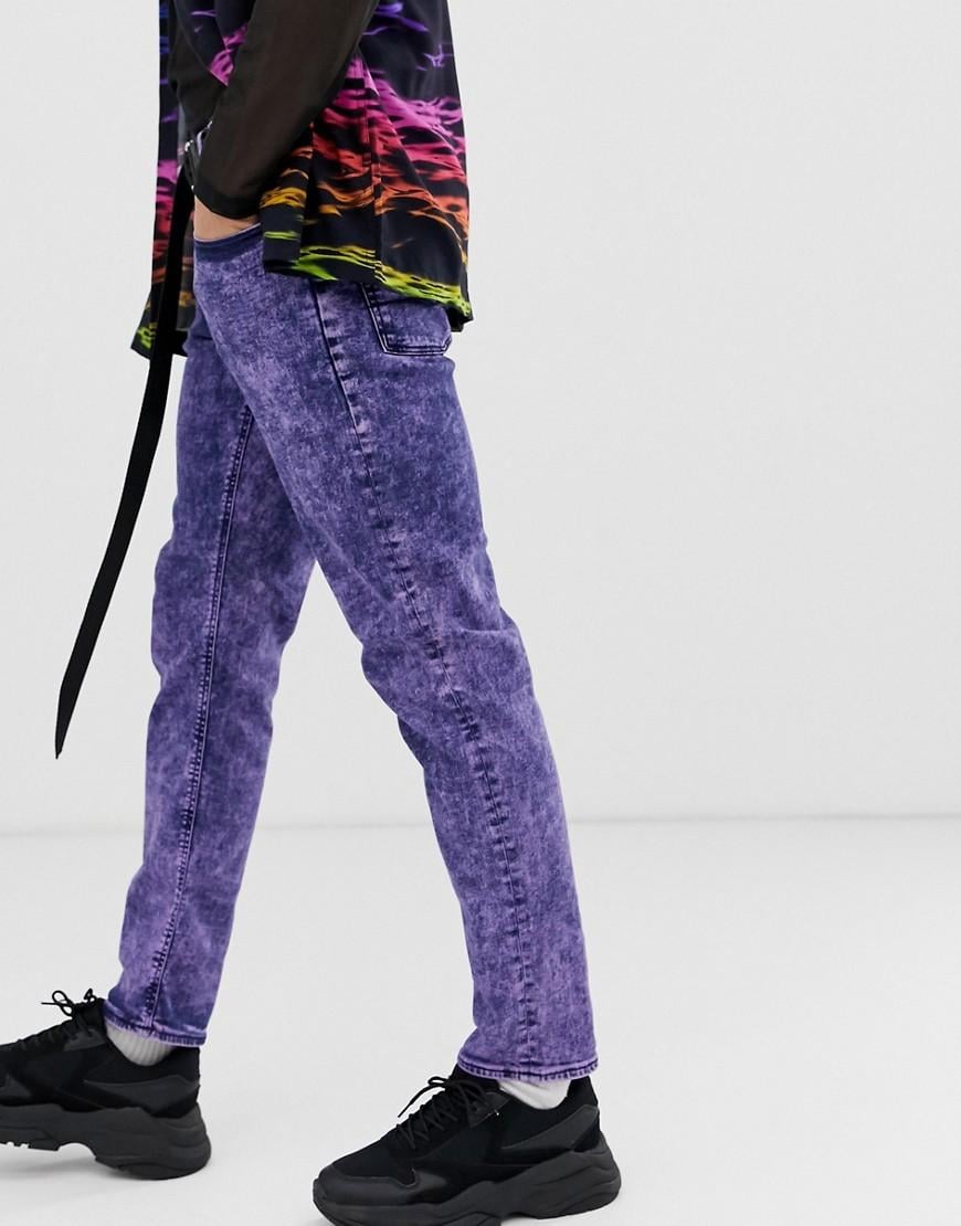 ASOS Denim Slim Jeans in Purple for Men - Lyst