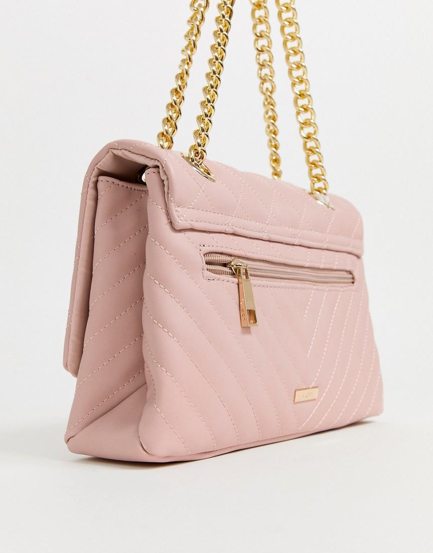 ALDO Menifee Light Pink Quilted Cross Body Bag With Double Gold Chunky  Chain Strap | Lyst