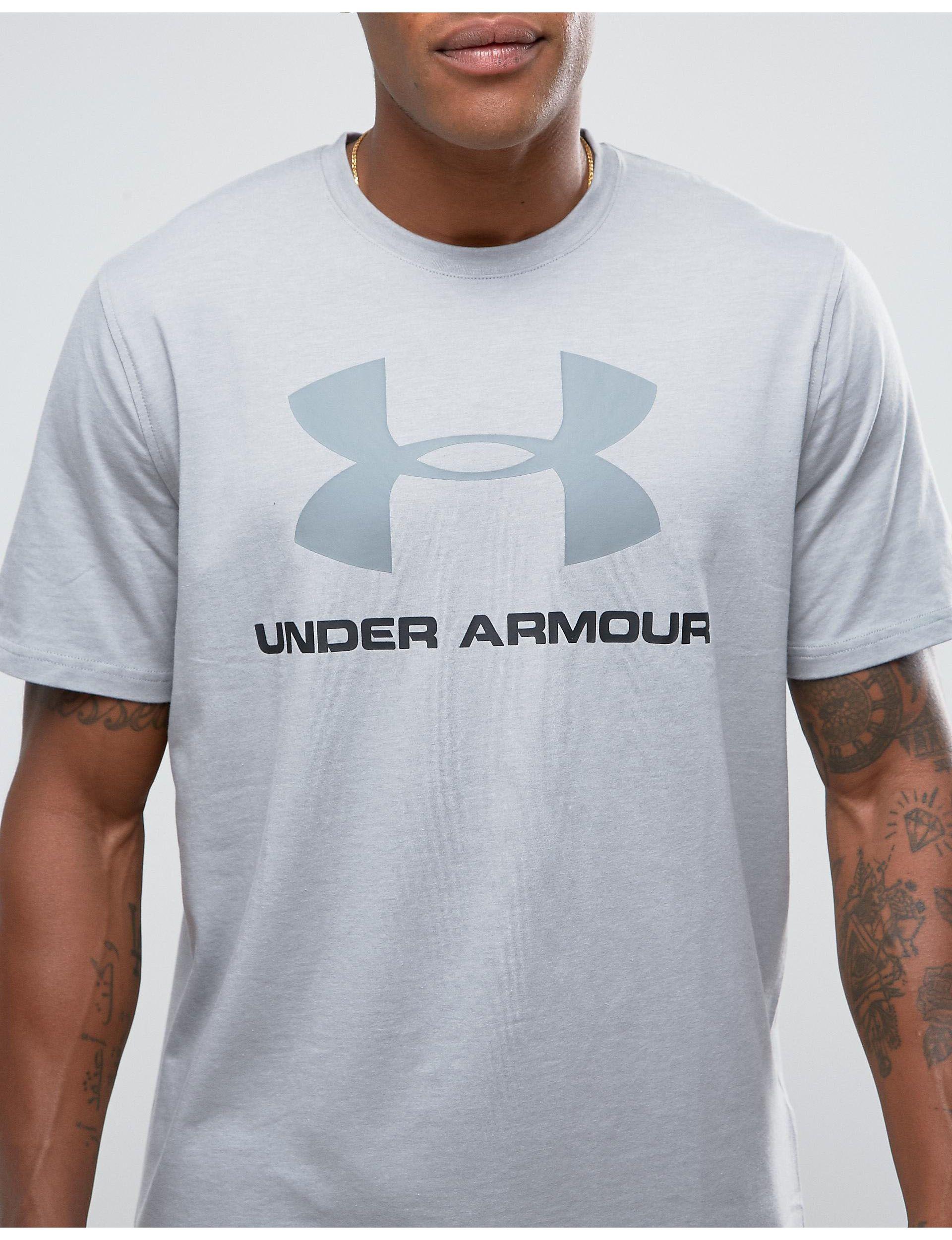 Under Armour Large Logo T-shirt in Grey for Men | Lyst UK