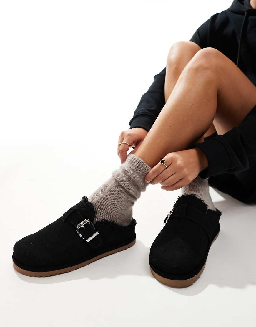 New Look Faux Fur Lined Clogs in Black Lyst UK