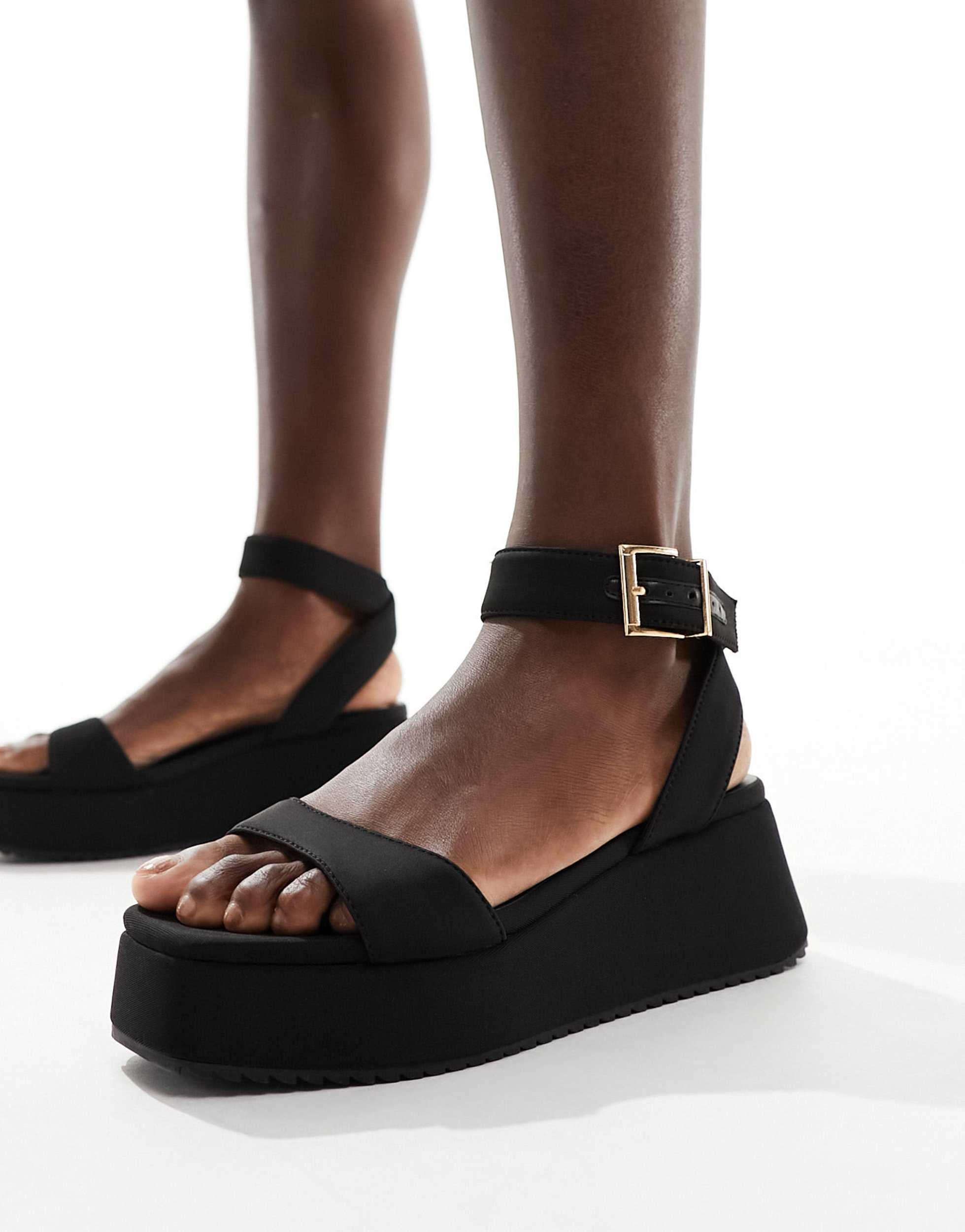 ASOS Tantoo Flatform Sandals in Black Lyst