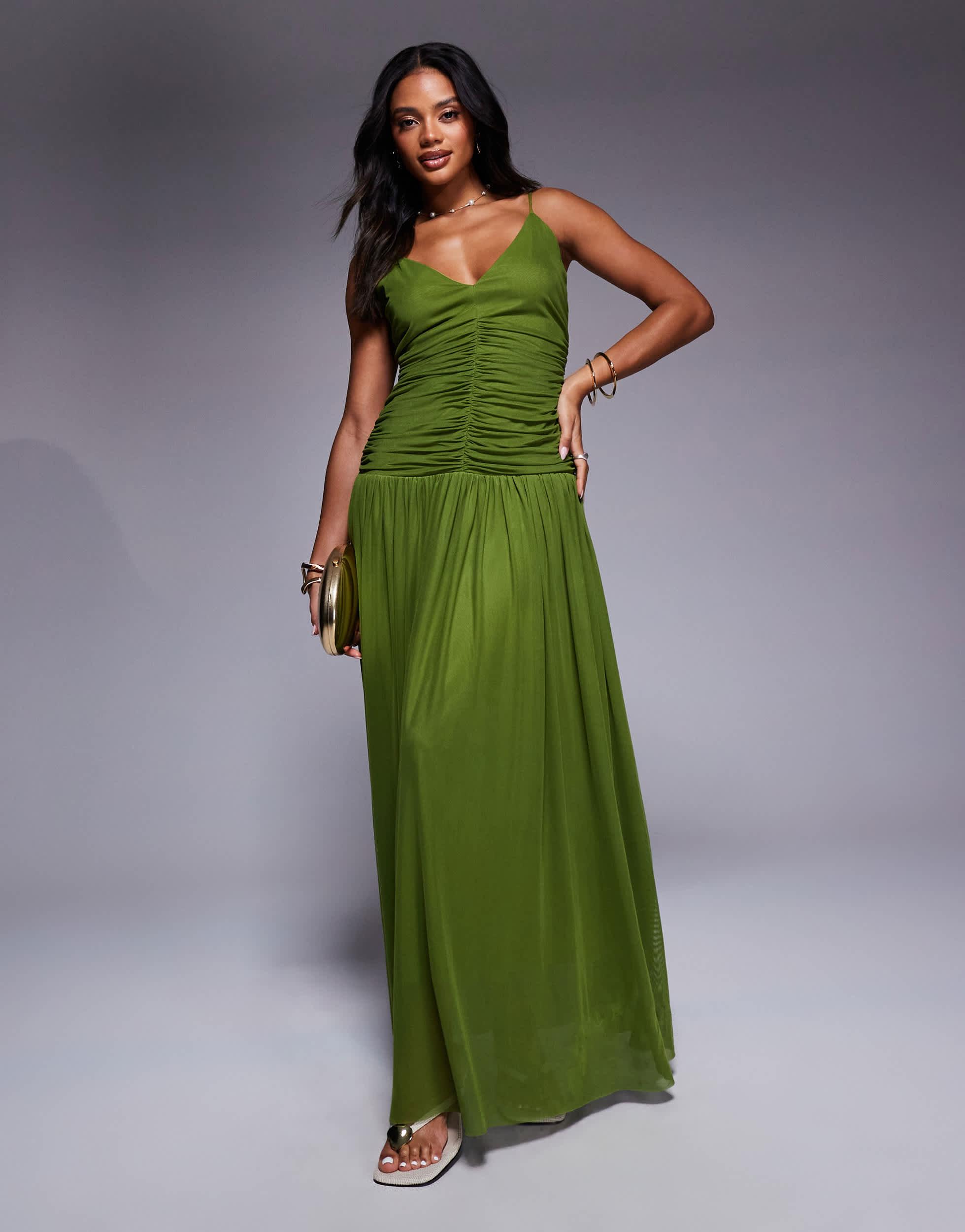 ross dress for less horario Green Chiffon A Line V Neck Bridesmaid Dresses, PB182