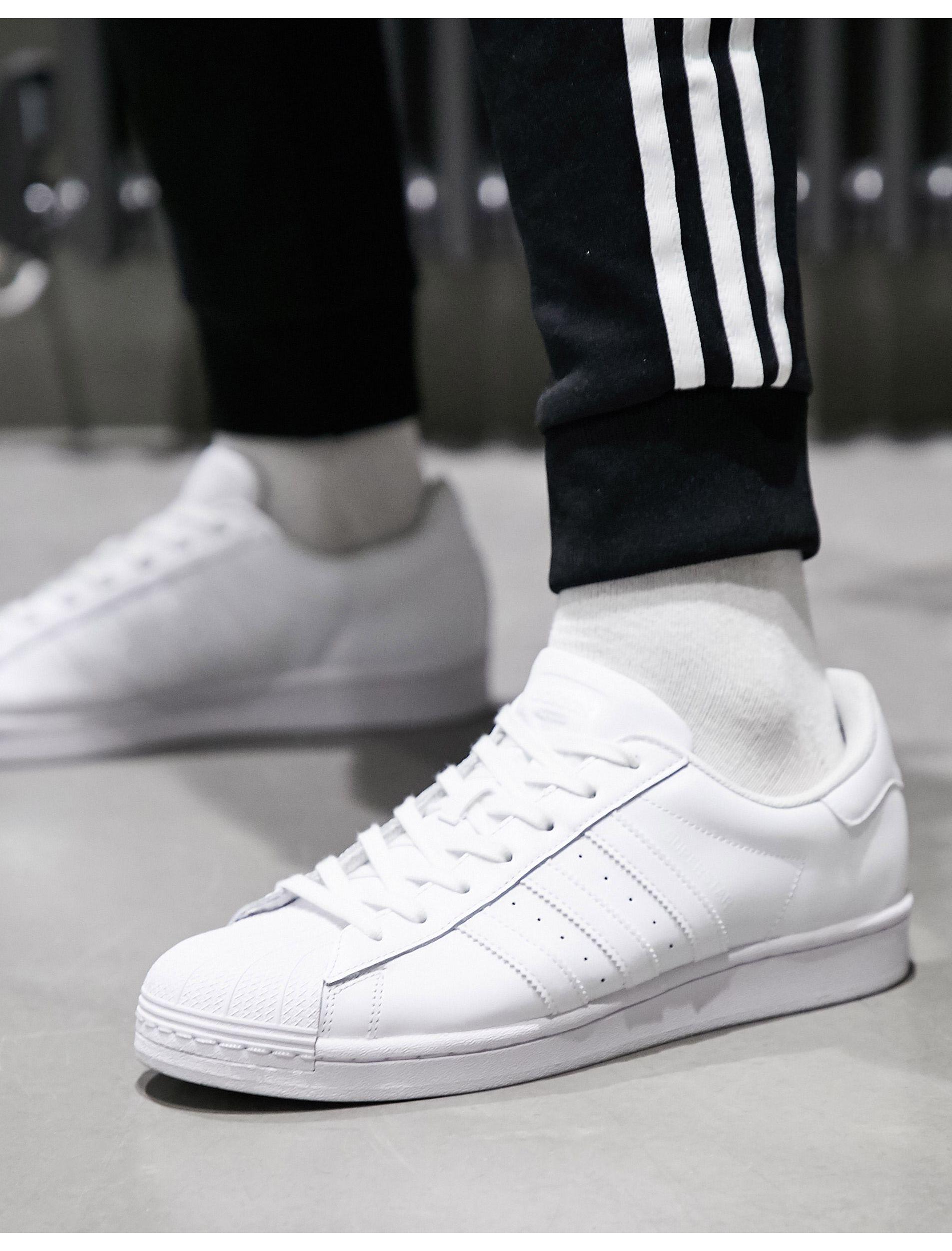 adidas Leather Superstar Sneakers in White/White/Green (White) for Men -  Save 69% - Lyst