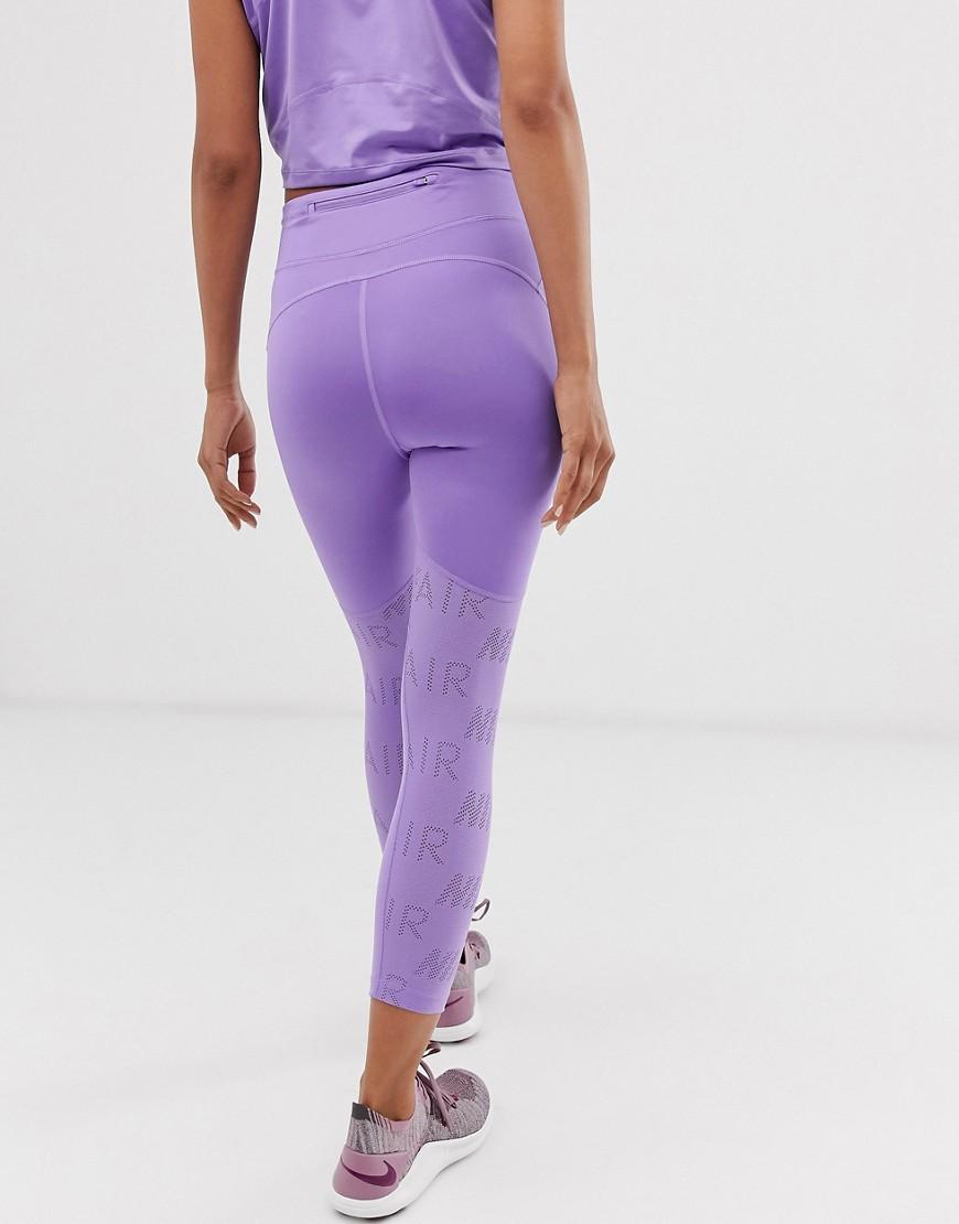 Nike Nike Air Running Crop leggings With Mesh Panels In Purple - Lyst