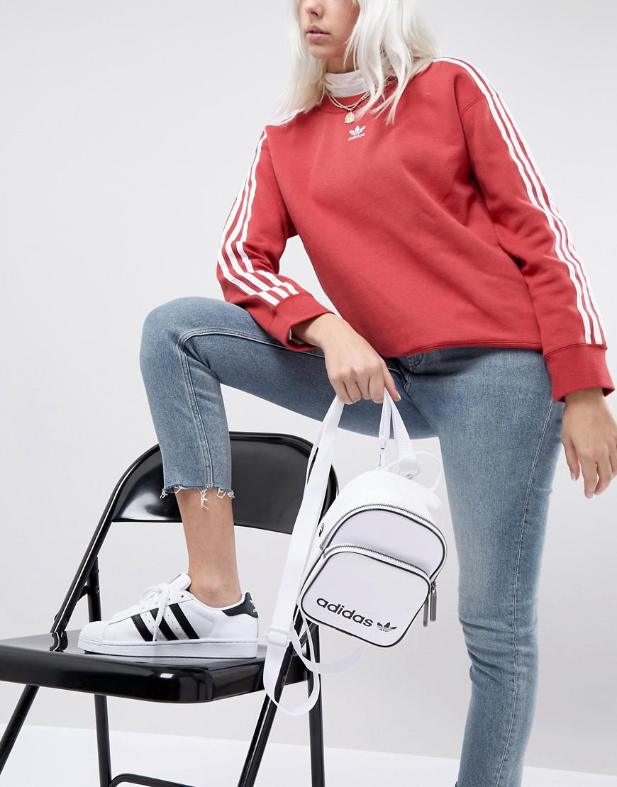 adidas Originals Mini Backpack In White Faux Leather | Lyst