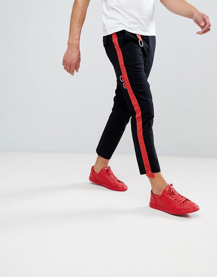 trousers with red side stripe