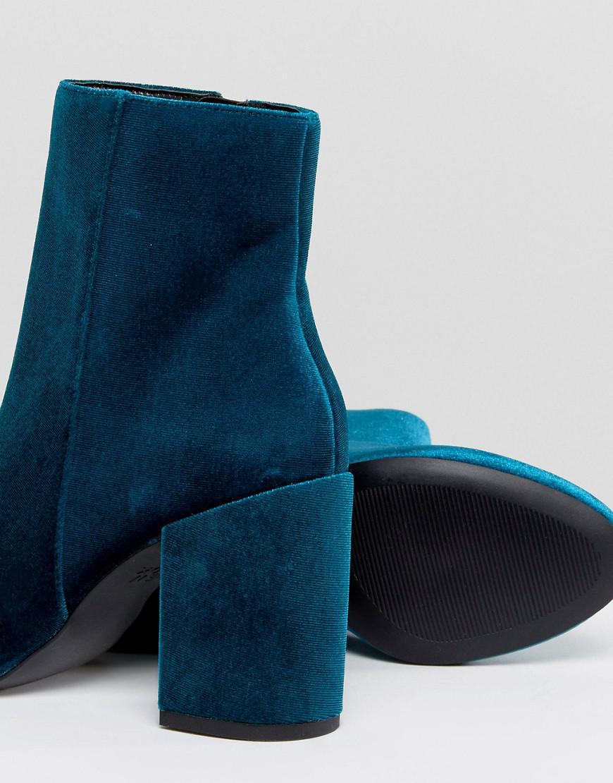 New Look Teal Velvet Ankle Boot in Blue | Lyst