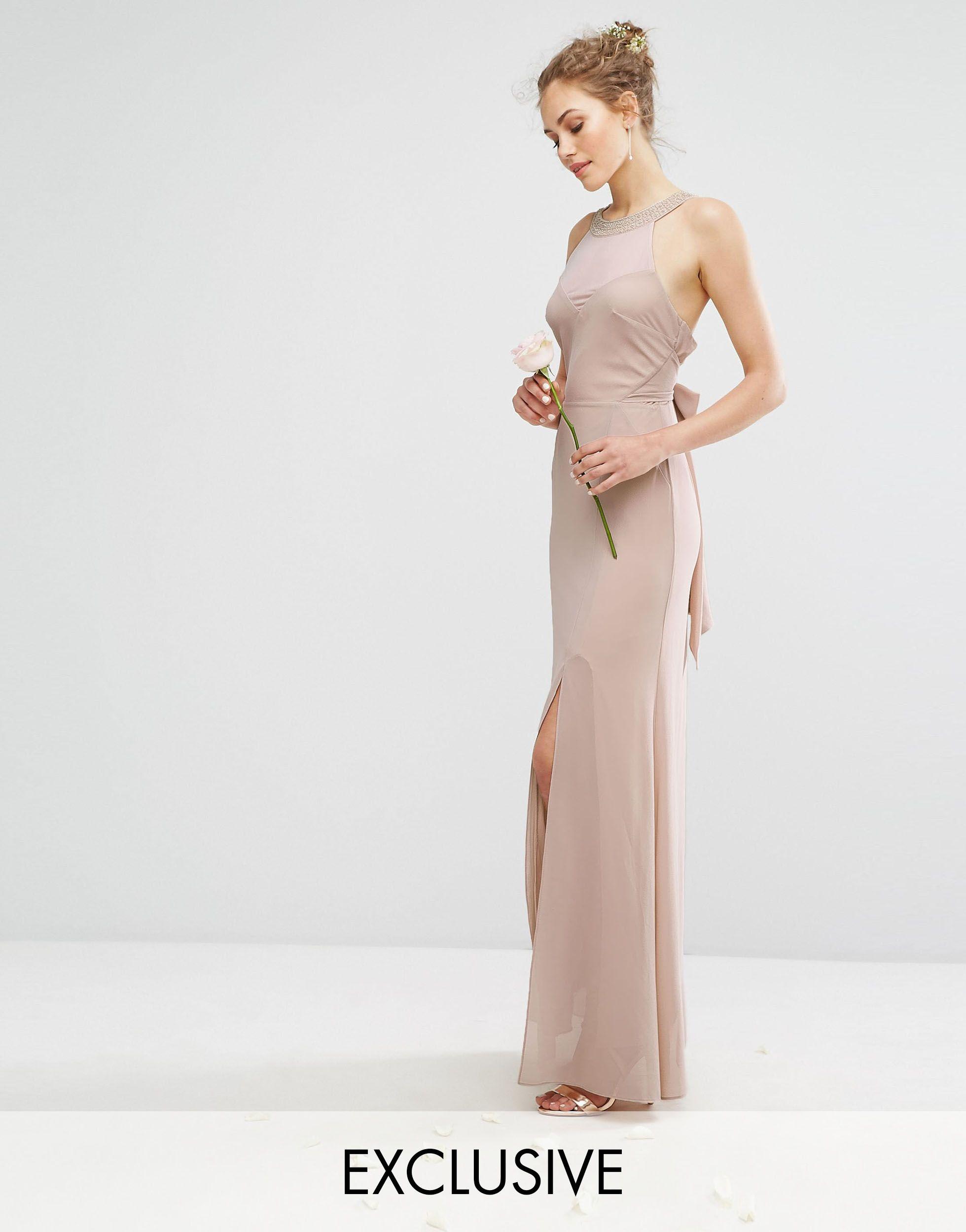 embellished lace detail chiffon maxi dress