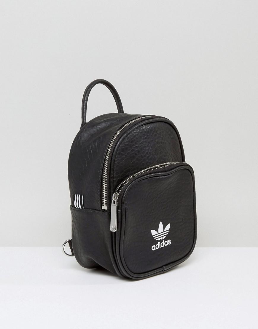 adidas originals leather look mini backpack in black