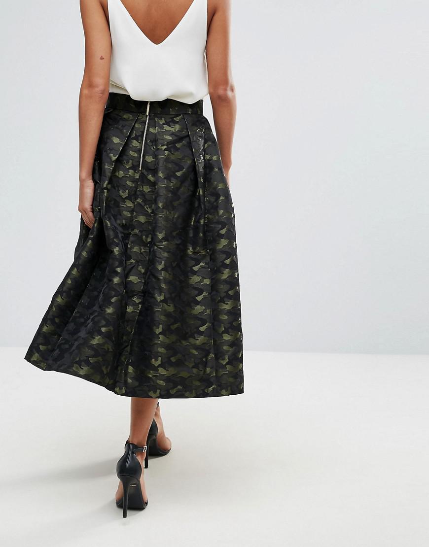 Closet Synthetic Closet Camo Print Pleated Skirt in Green - Lyst