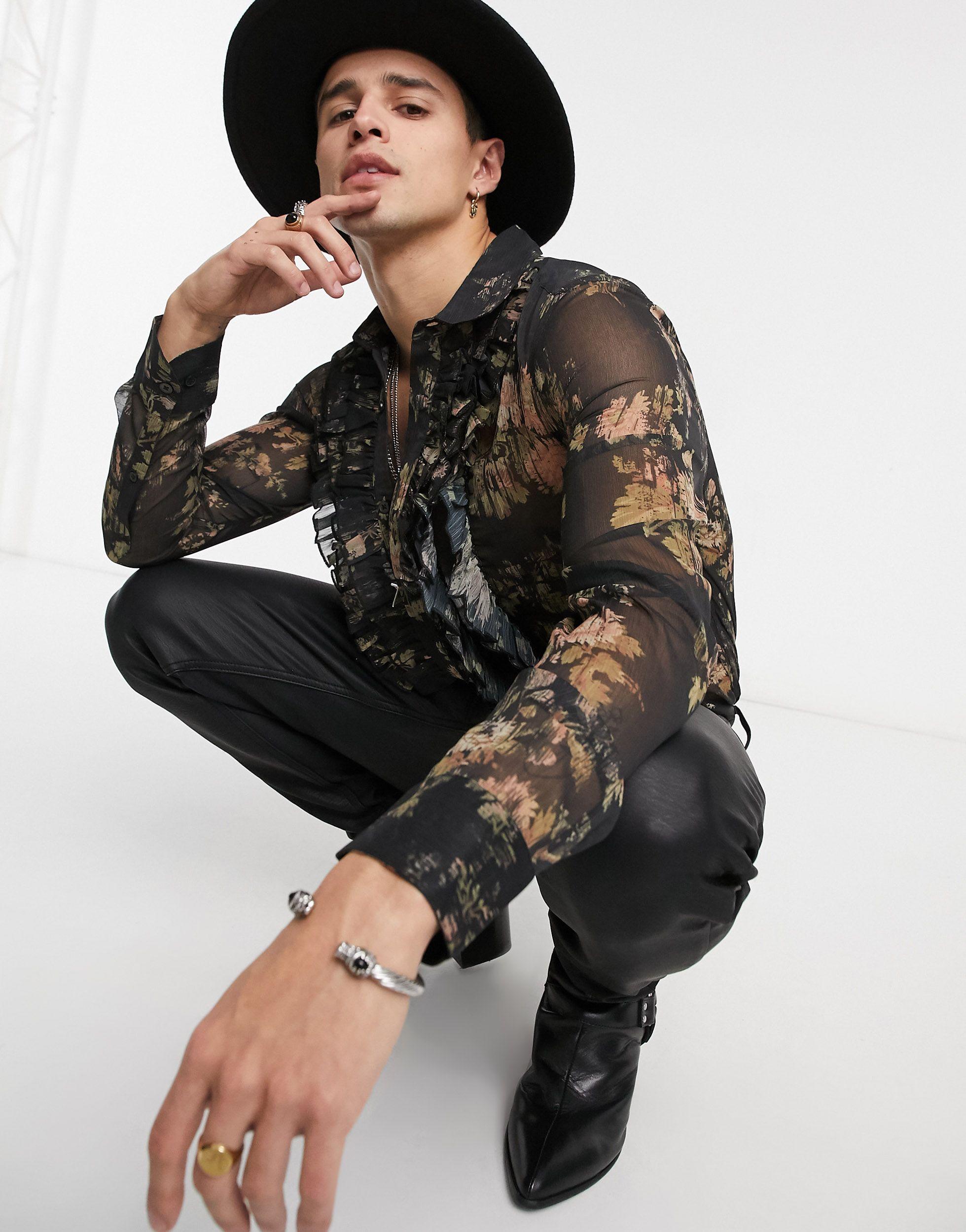 Sheer ruffle shirt sale