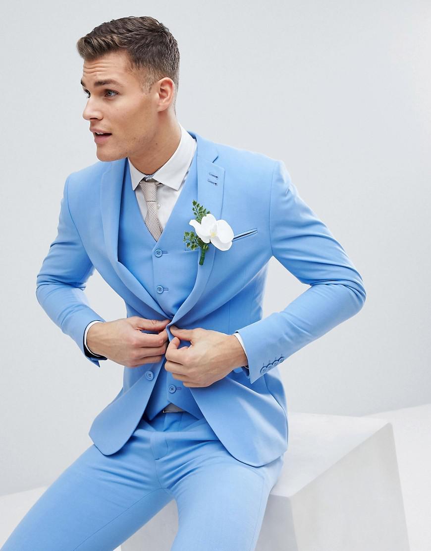 ASOS Super Skinny Suit Jacket In Provence Blue for Men - Lyst
