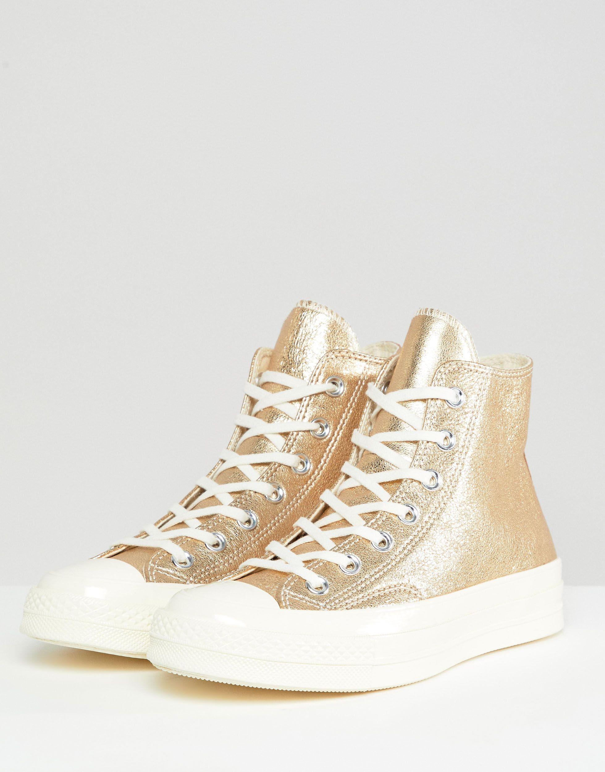 Converse Rubber Chuck '70 Metallic Hi Trainers In Gold - Lyst