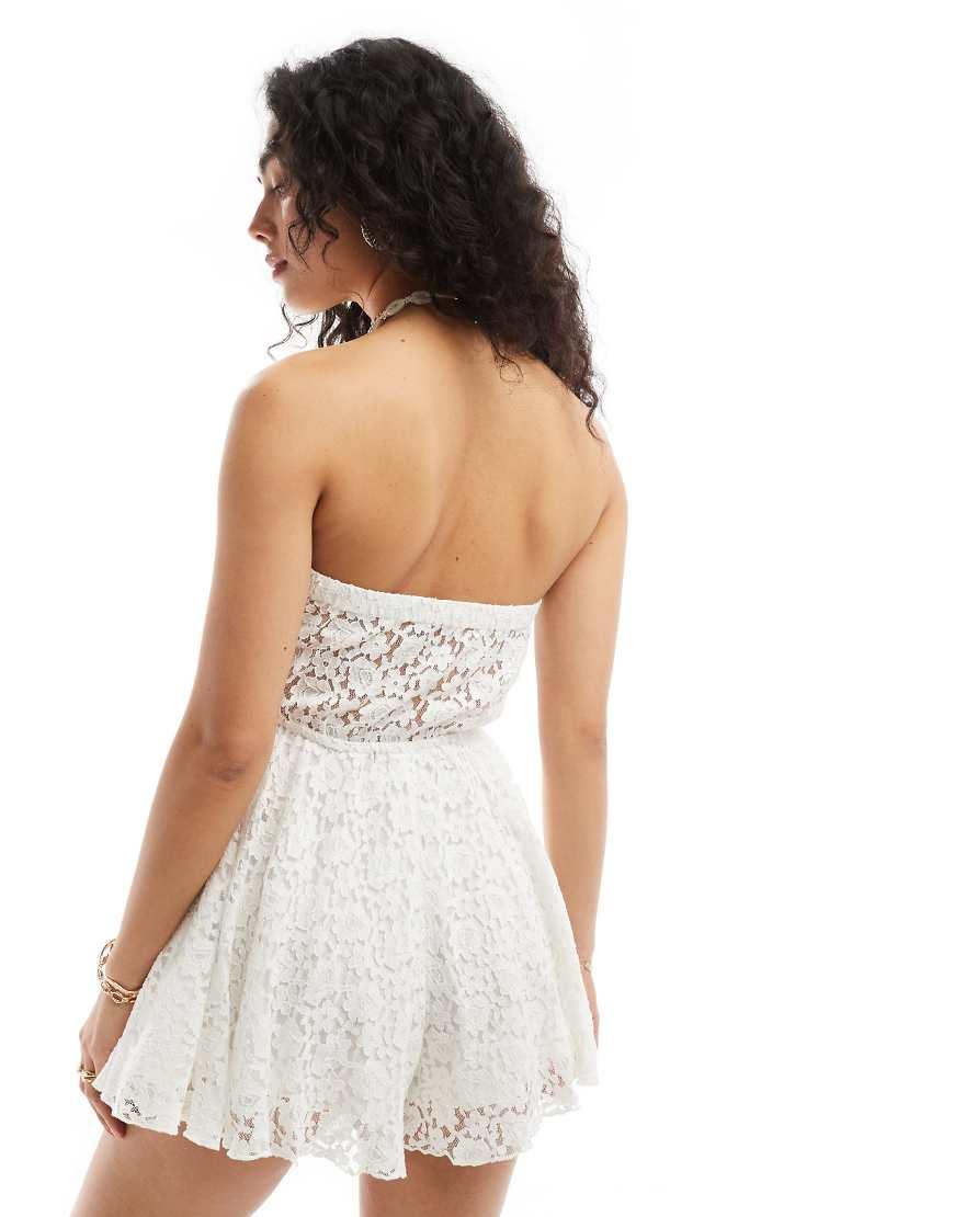 Strapless tie front romper hotsell