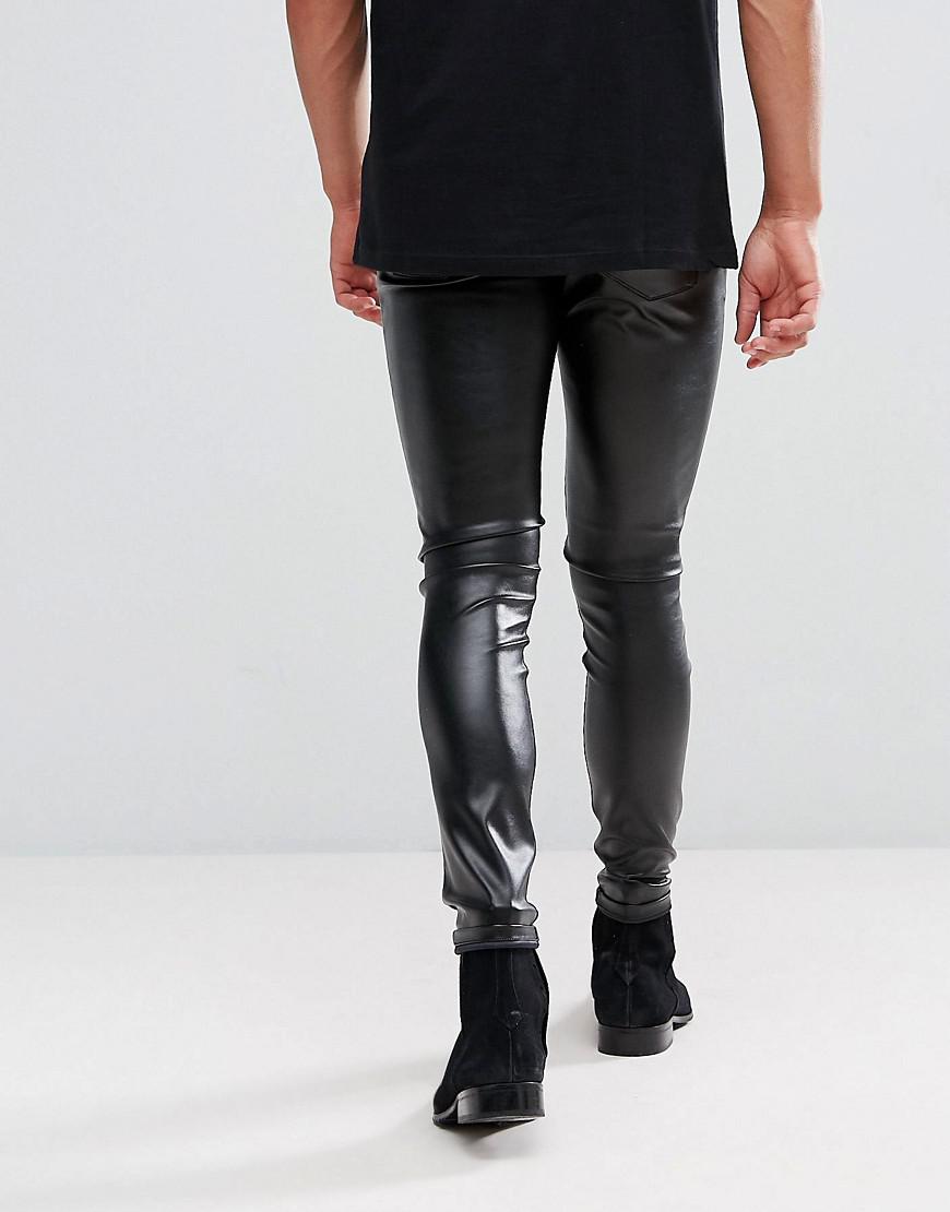 ASOS Extreme Super Skinny Jeans In Faux Leather With Zips in Black for ...