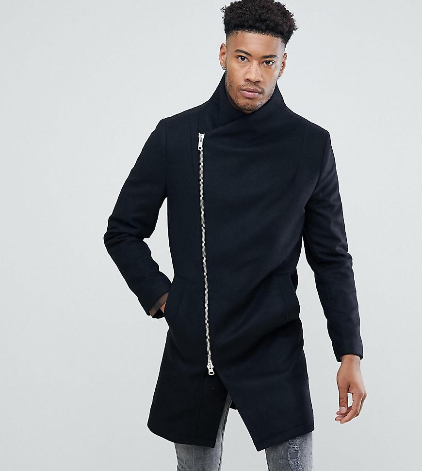 Religion Tall Coat With Asymmetric Zip in Black for Men - Lyst