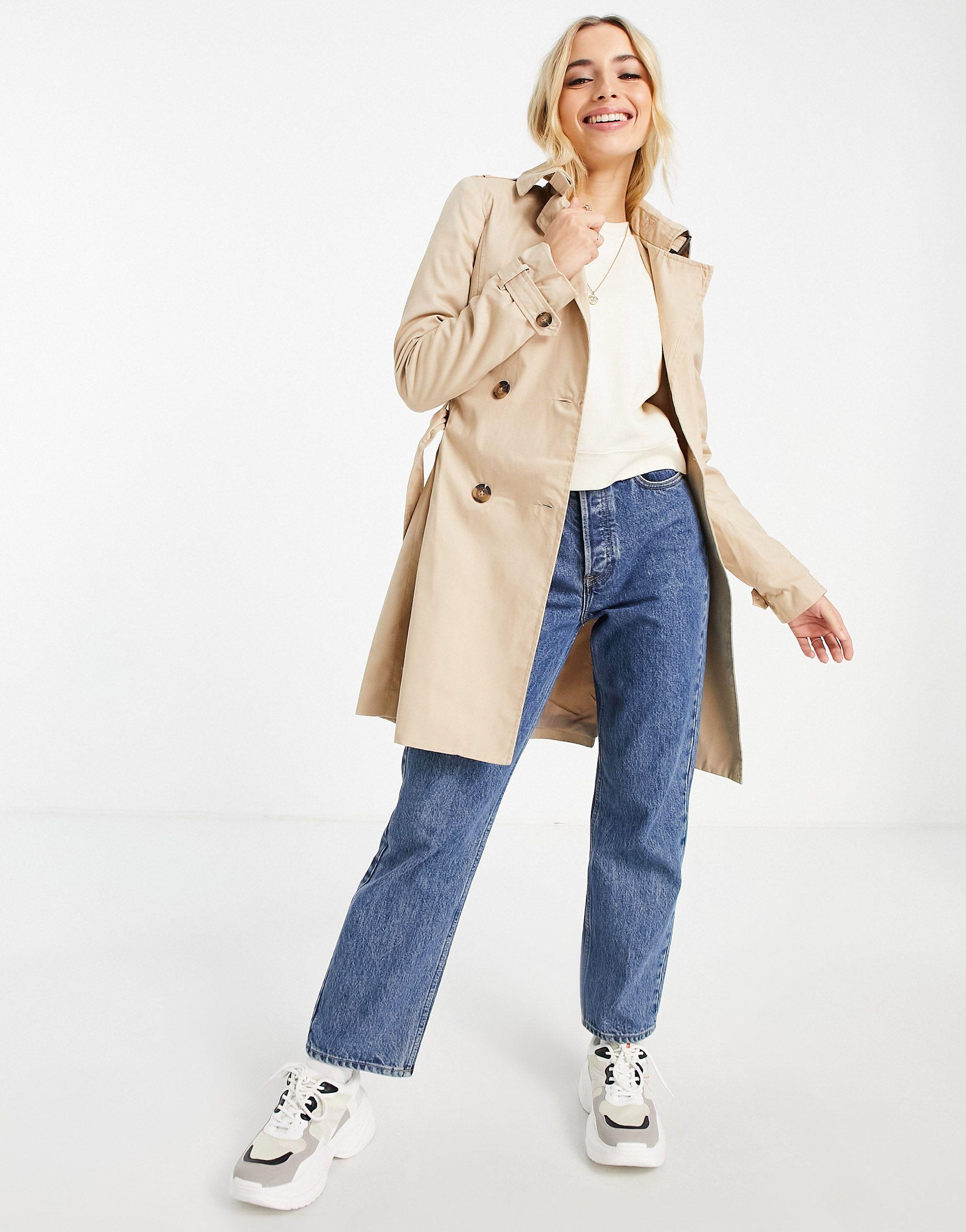 Stradivarius Short Trench Coat in Blue | Lyst