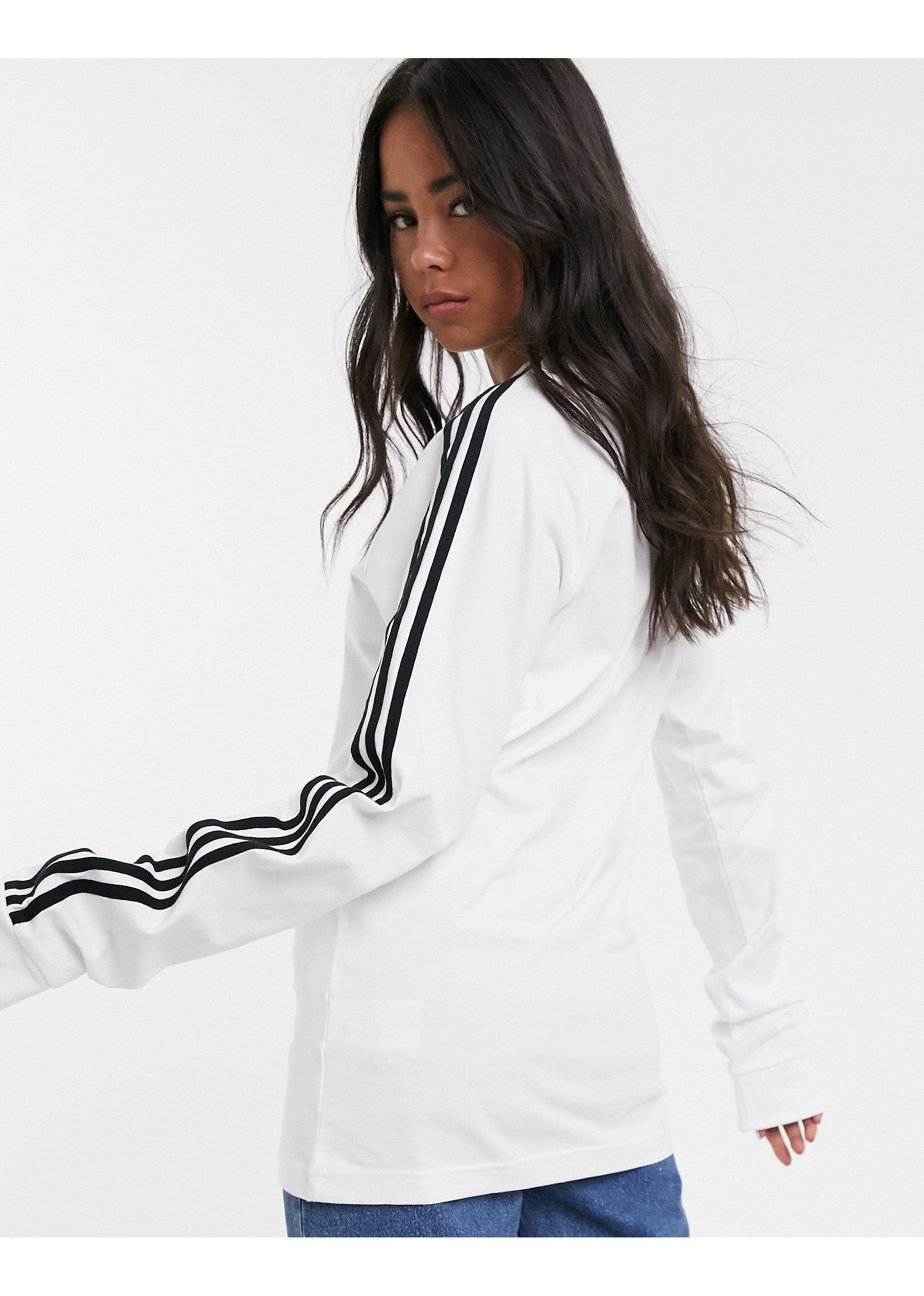 adidas Originals Adicolor Three Stripe Long Sleeve T-shirt in White | Lyst