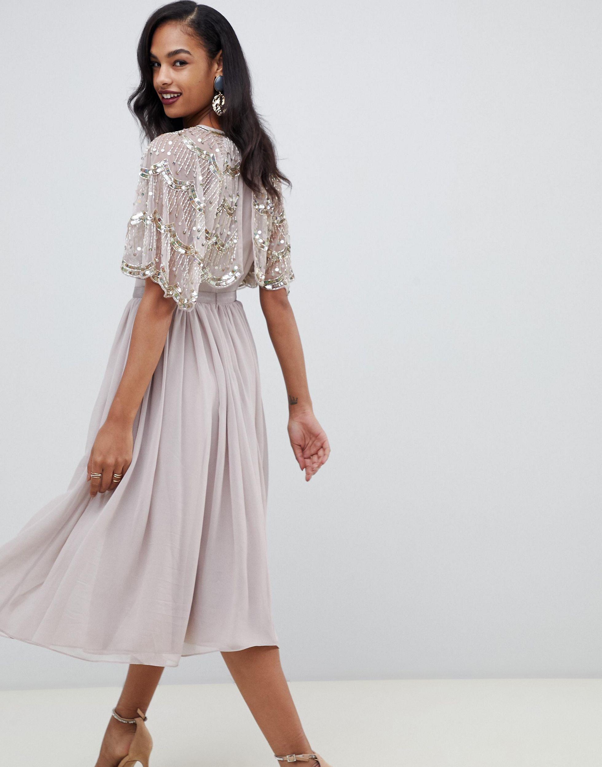 Asos design scallop hem embellished crop top midi dress sales