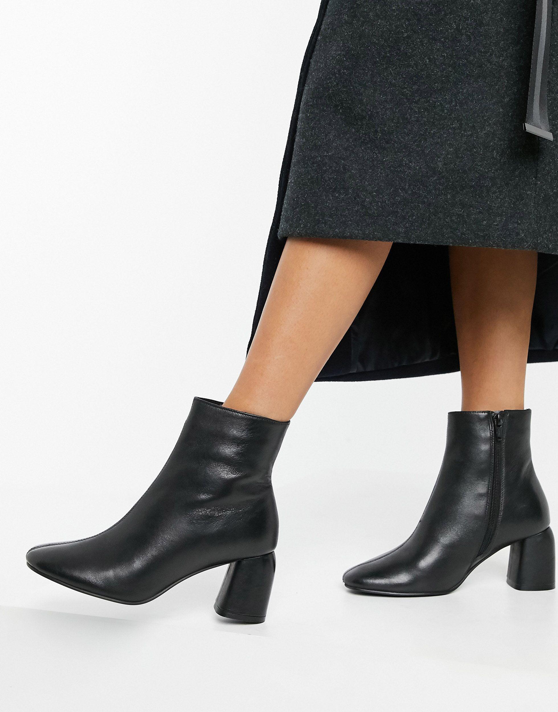 Botas negras con tacón cuadrado TOPSHOP de Cuero de color Negro | Lyst