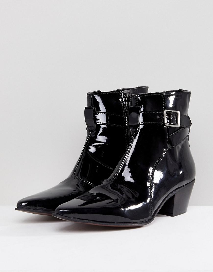ASOS Asos Chelsea Boots In Black Patent Leather With Cuban Heel for Men - Lyst