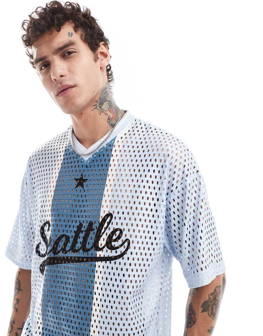 Bershka Seattle Mesh T-Shirt Jersey in Blue for Men | Lyst UK