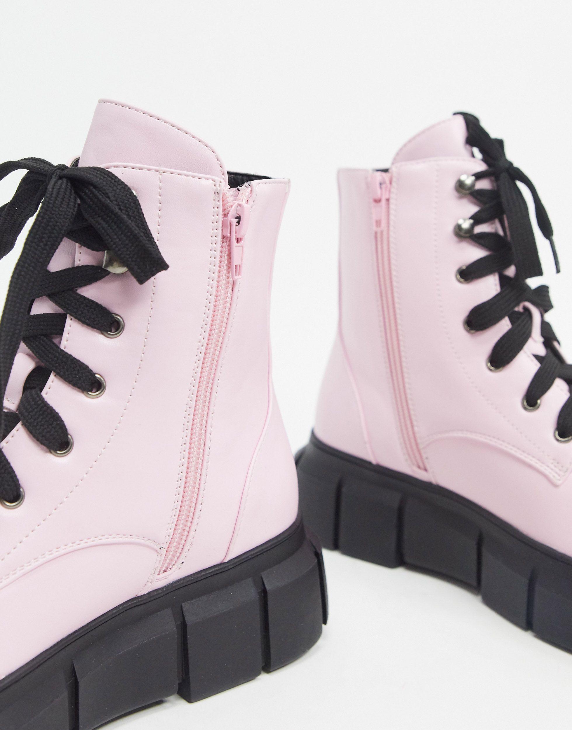 pink chunky boots