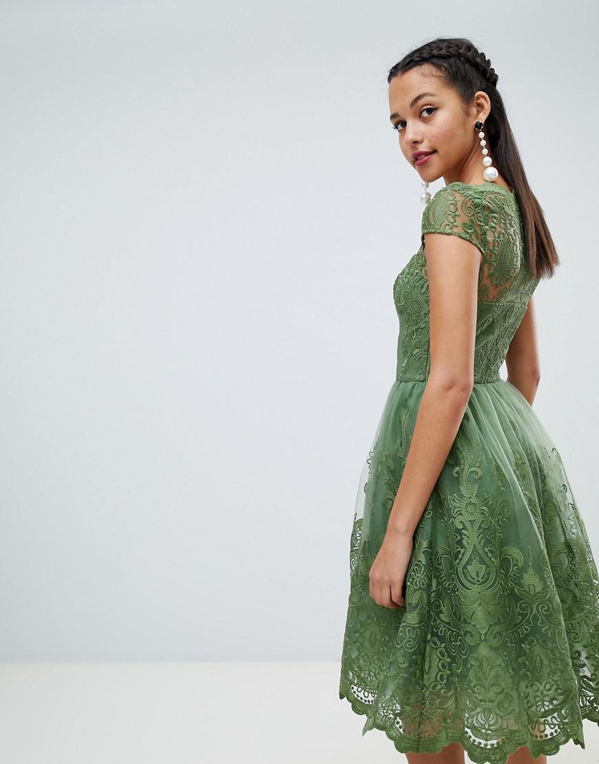 chi chi london premium lace midi dress with cap sleeve