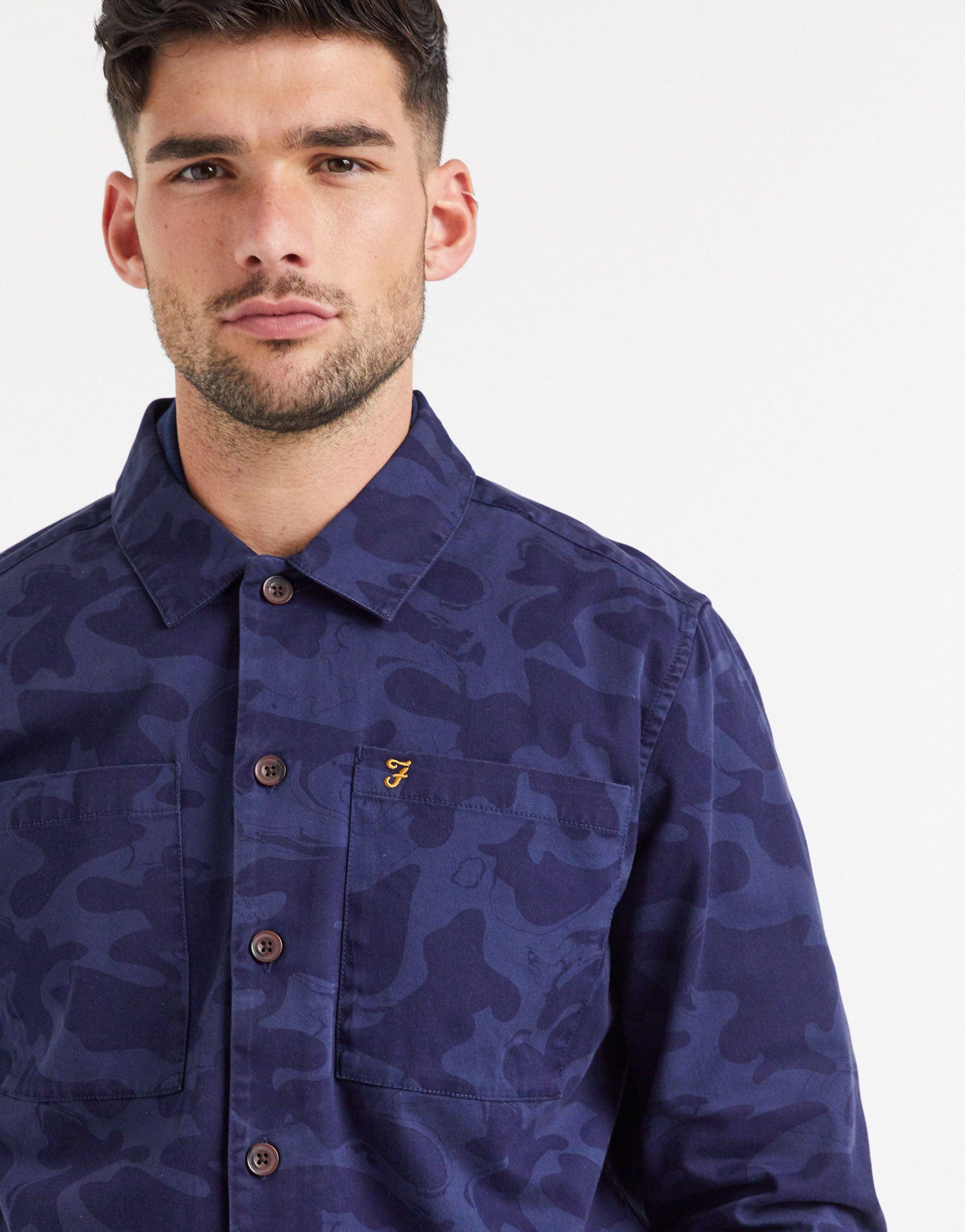 Farah Joshua Camo Print Overshirt in 