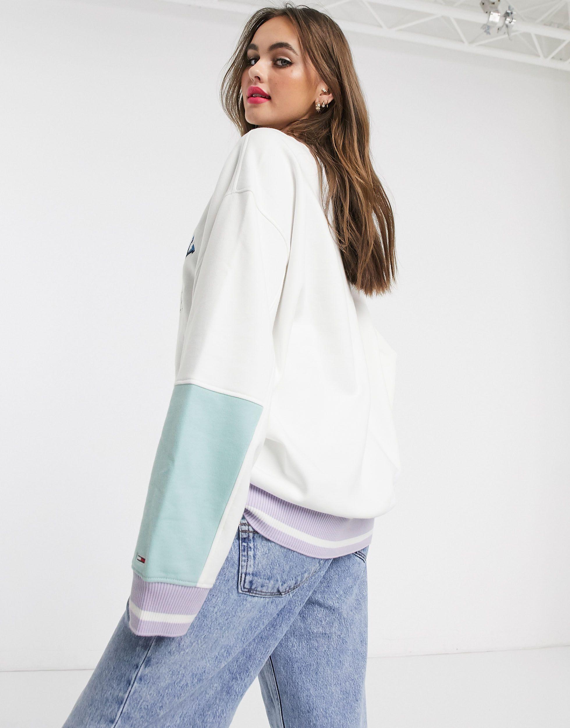 Tommy Hilfiger - Felpa con logo pastello rétroTommy Hilfiger in Cotone di  colore Bianco | Lyst