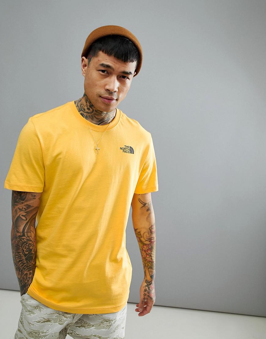 The North Face Red Box T Shirt Back Logo In Yellow For Men Lyst