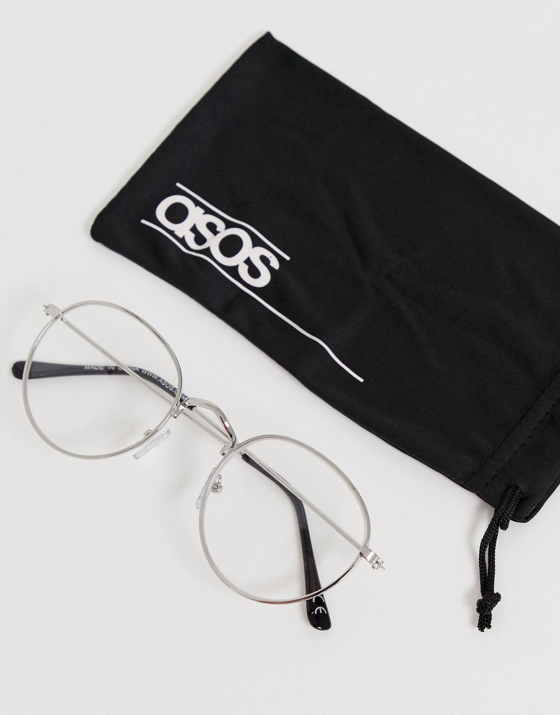 ASOS Round Glasses in Silver (Metallic) for Men - Lyst
