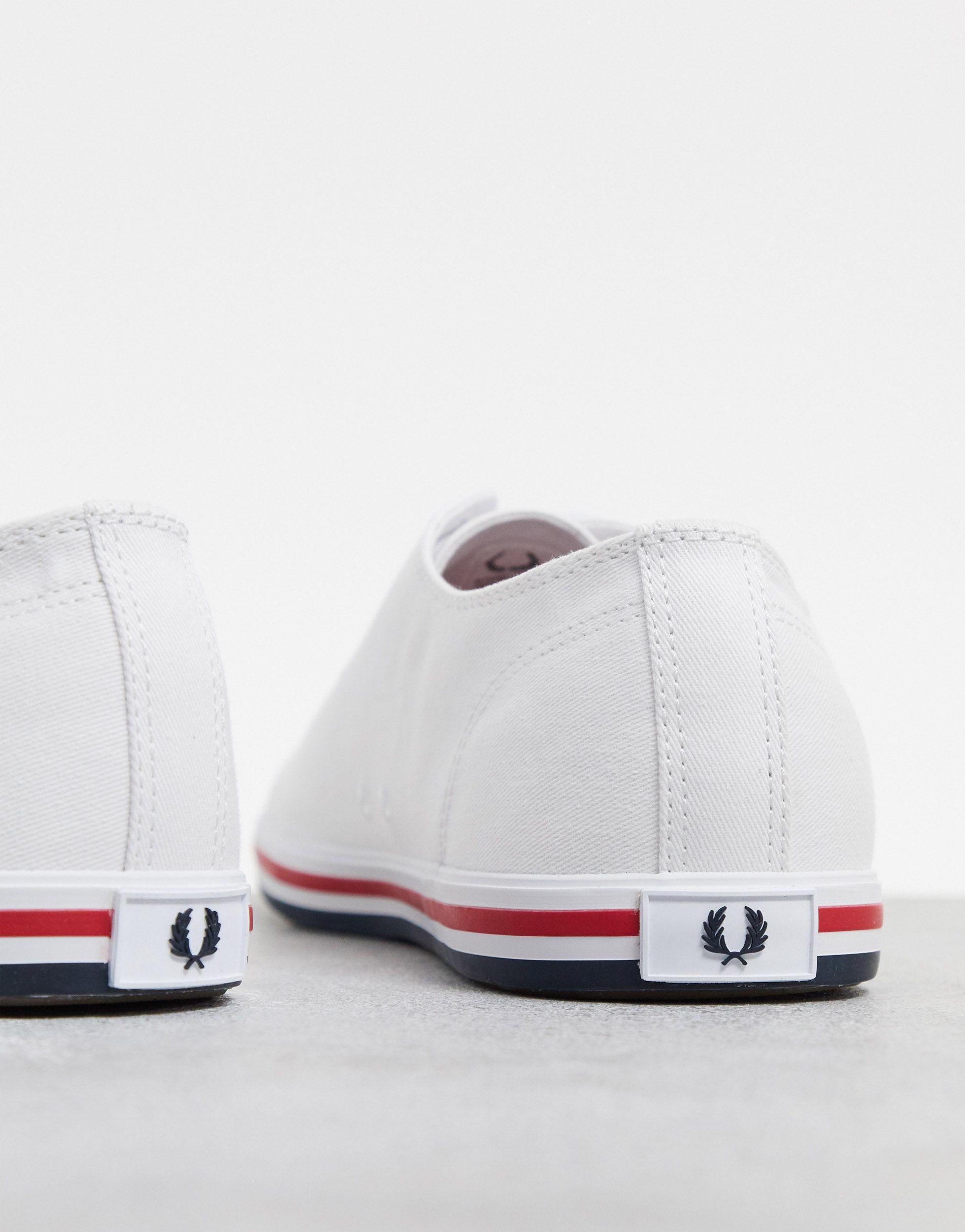 Fred Perry Kingston Twill Plimsolls in White for Men - Lyst