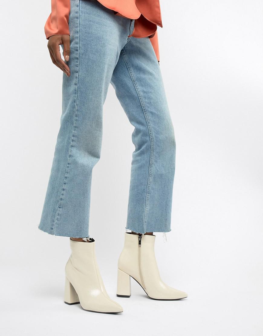 white block heeled booties