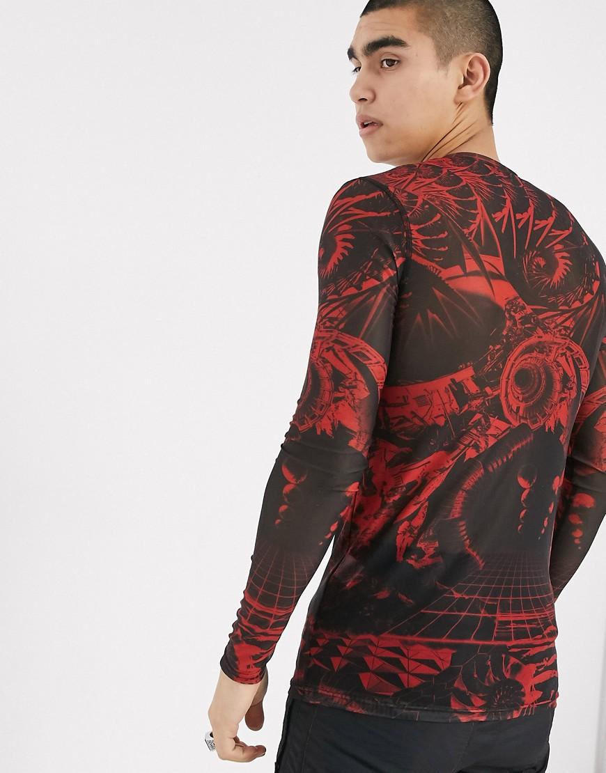 Jaded London Jaded Red And Black Space Game Long Sleeve Mesh Top for Men |  Lyst