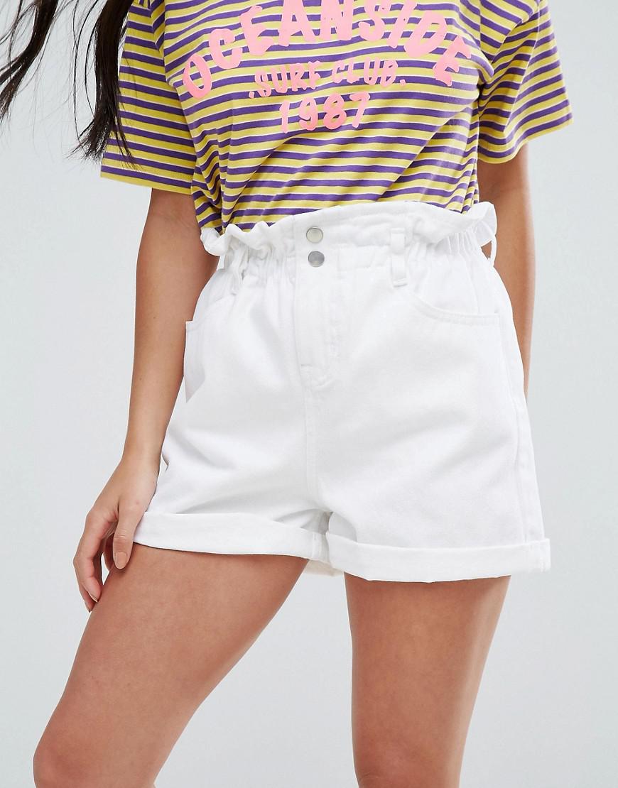 white paperbag waist shorts
