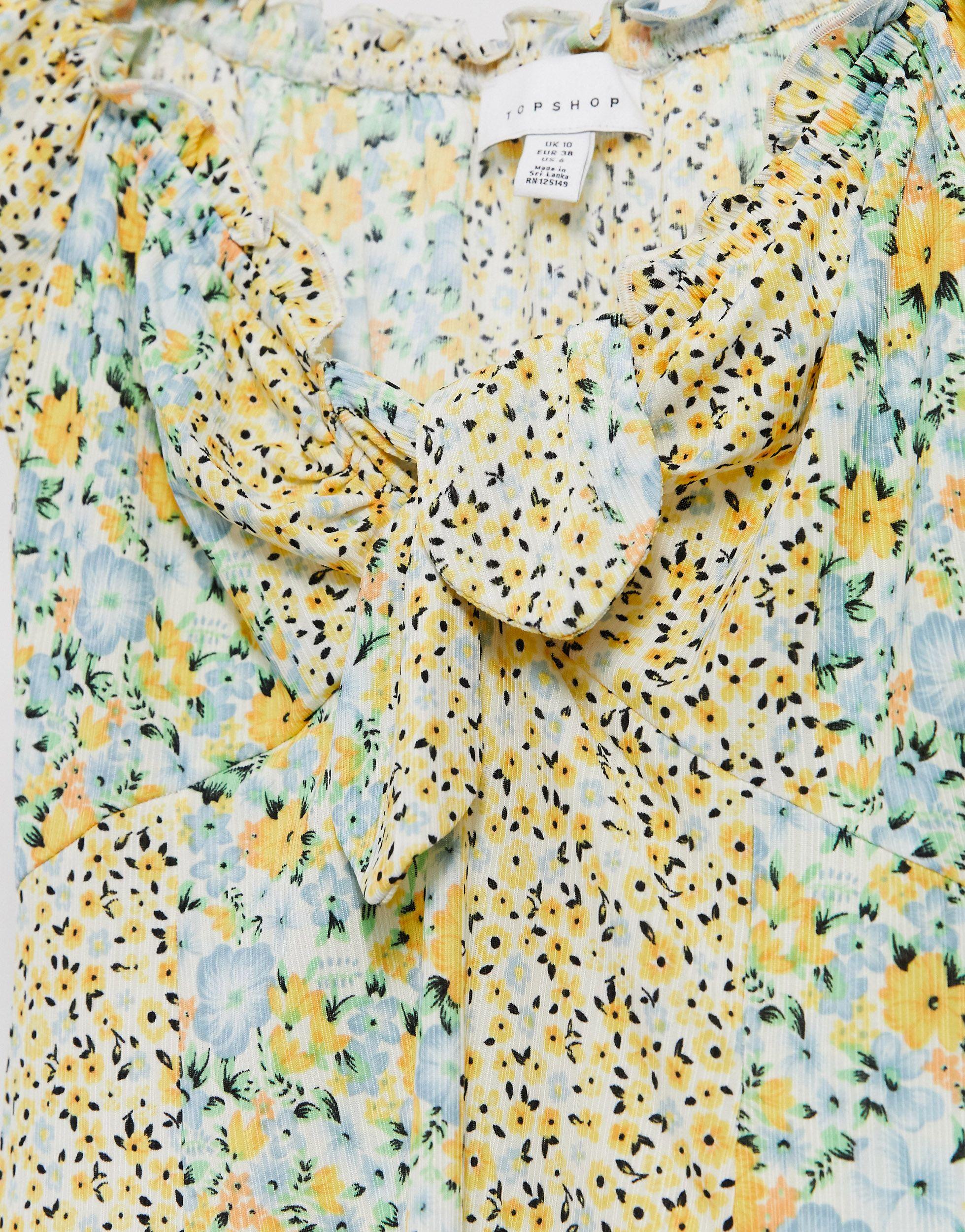 Topshop ditsy tie front mini dress Clearance