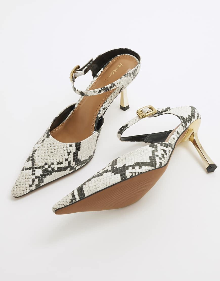 River Island Snake Print Pointed Court Shoes in Grey Lyst UK
