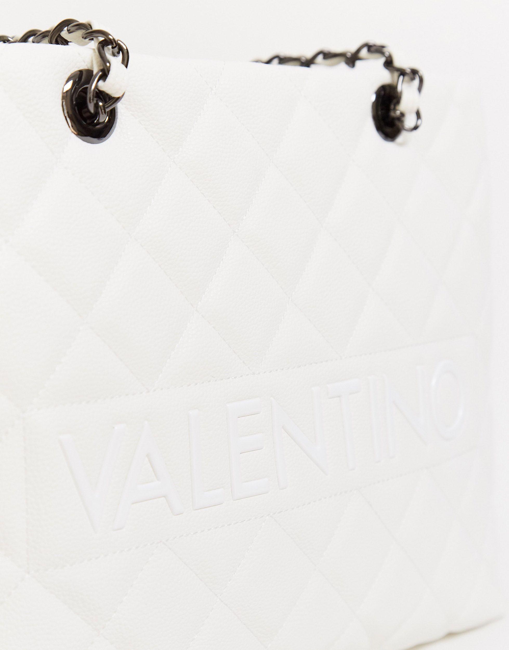 Valentino By Mario Valentino Licia Quilted Tote Bag With Chain Handle  Detail in White - Lyst